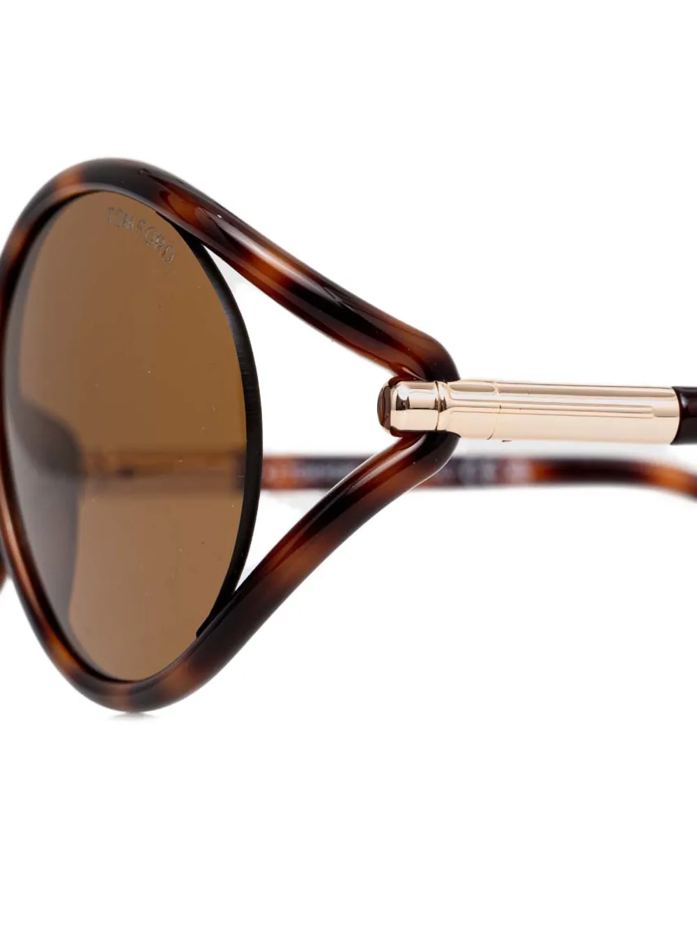 TOM FORD Eyewear Zonnebril met ovaal montuur en schildpadschild-design Bruin