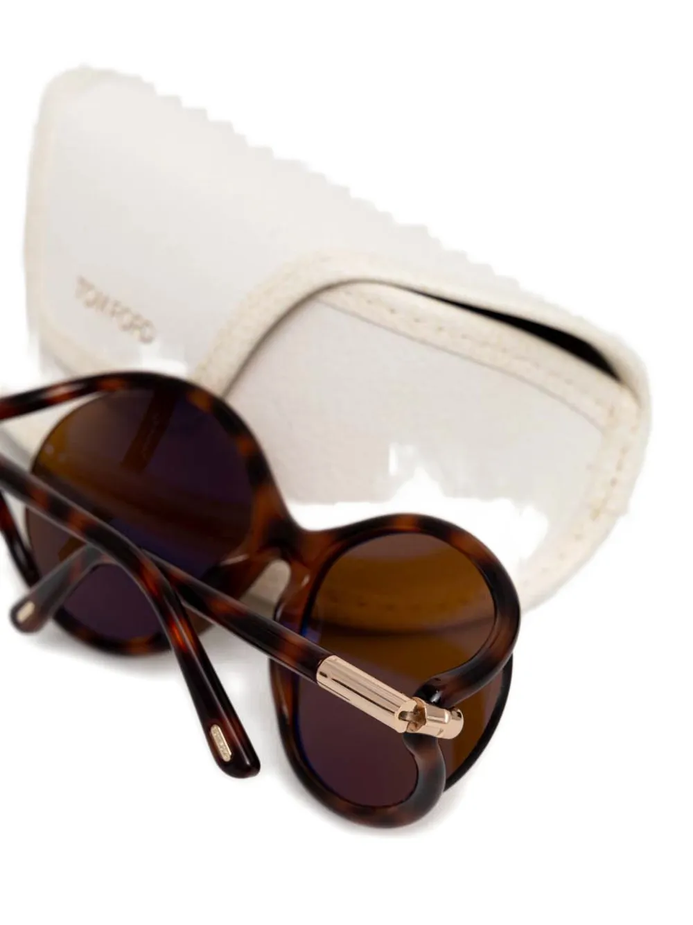 TOM FORD Eyewear Zonnebril met ovaal montuur en schildpadschild-design Bruin