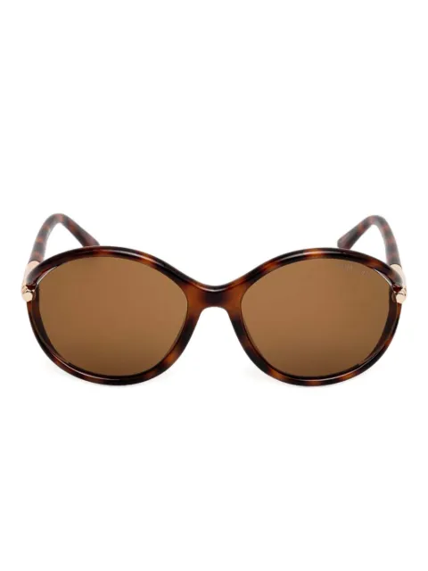TOM FORD Eyewear نظارة شمس بإطار بيضاةي وتأثير صدف السلحفاة