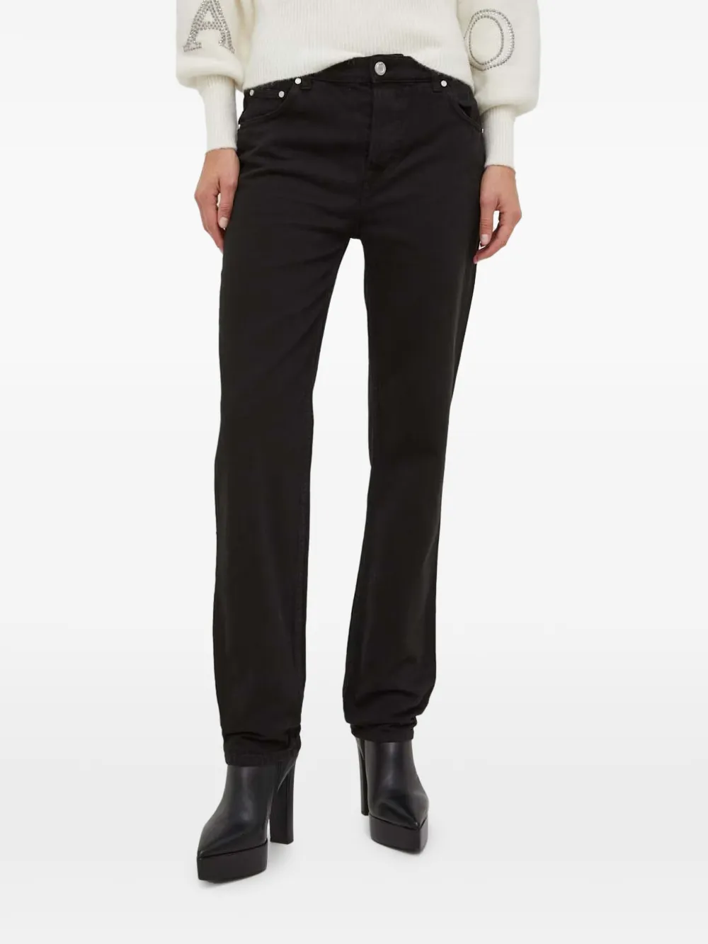 Trussardi Jeans dritti con applicazione logo - Nero