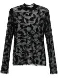 Norma Kamali flocked-leaves top - Black