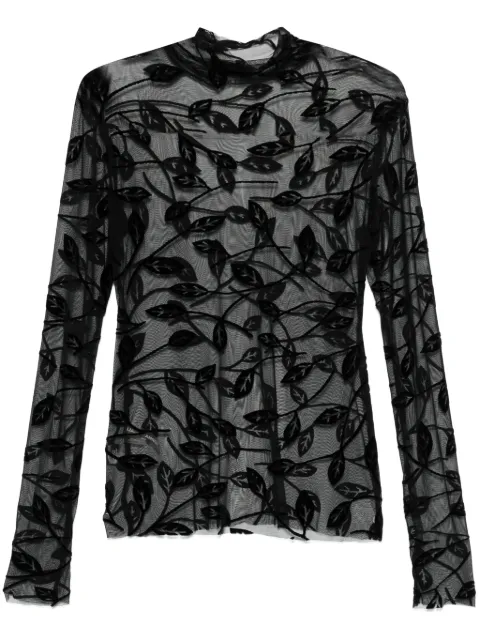 Norma Kamali flocked-leaves top