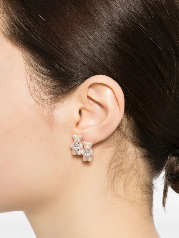 ♡yvmin♡Furry Bear Earring Pink - メルカリ