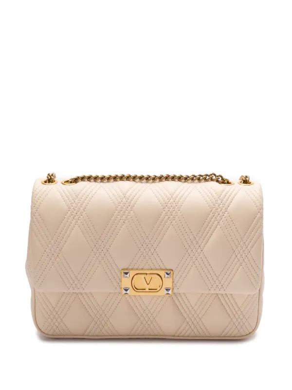 Valentino Garavani Leather Shoulder Bag in Neutrals
