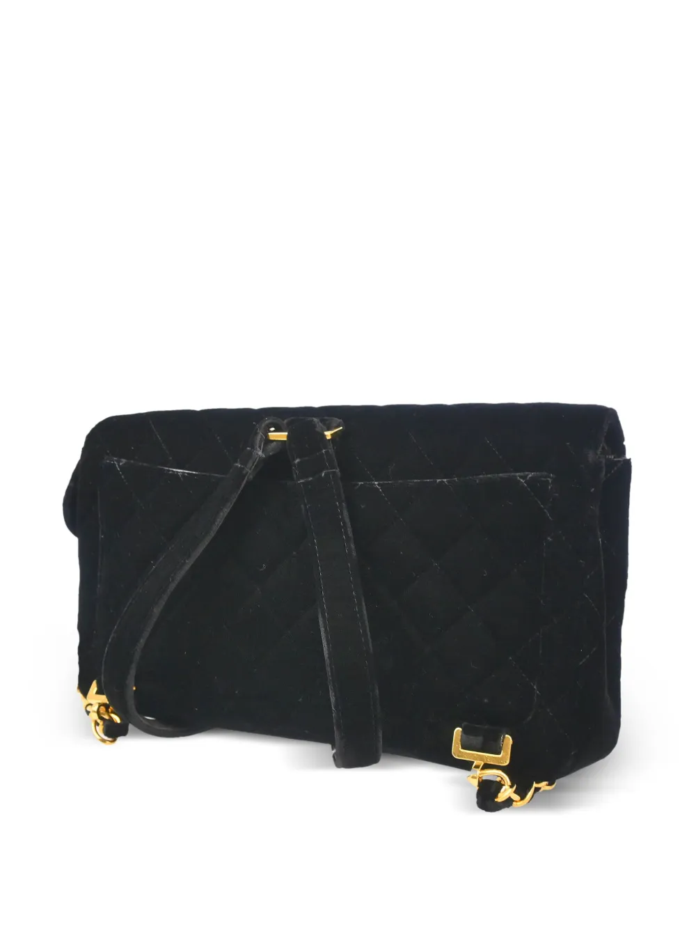 CHANEL Pre-Owned 1995 fluwelen rugzak met omslag - Zwart