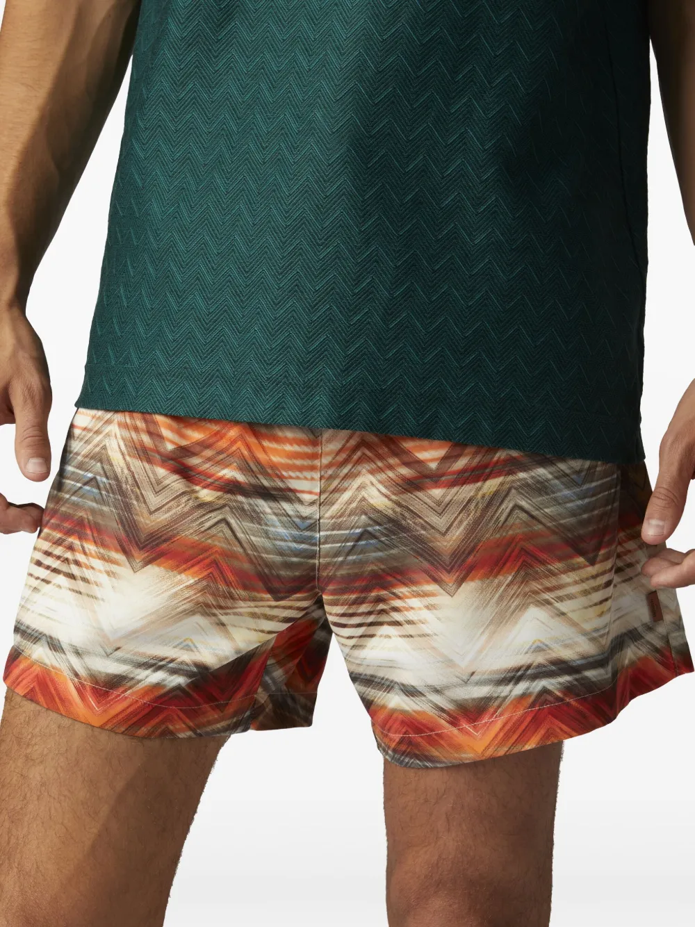 Missoni Elastic Waist Swimming Trunks In Orange