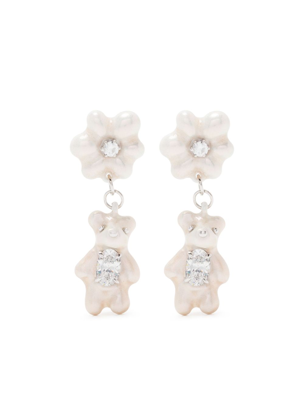 YVMIN mini pearlescent flower earrings - Neutrals