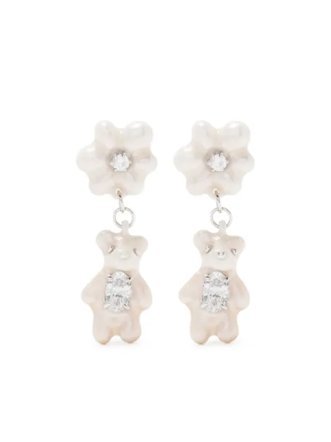 YVMIN aretes con diseño floral y perlas mini