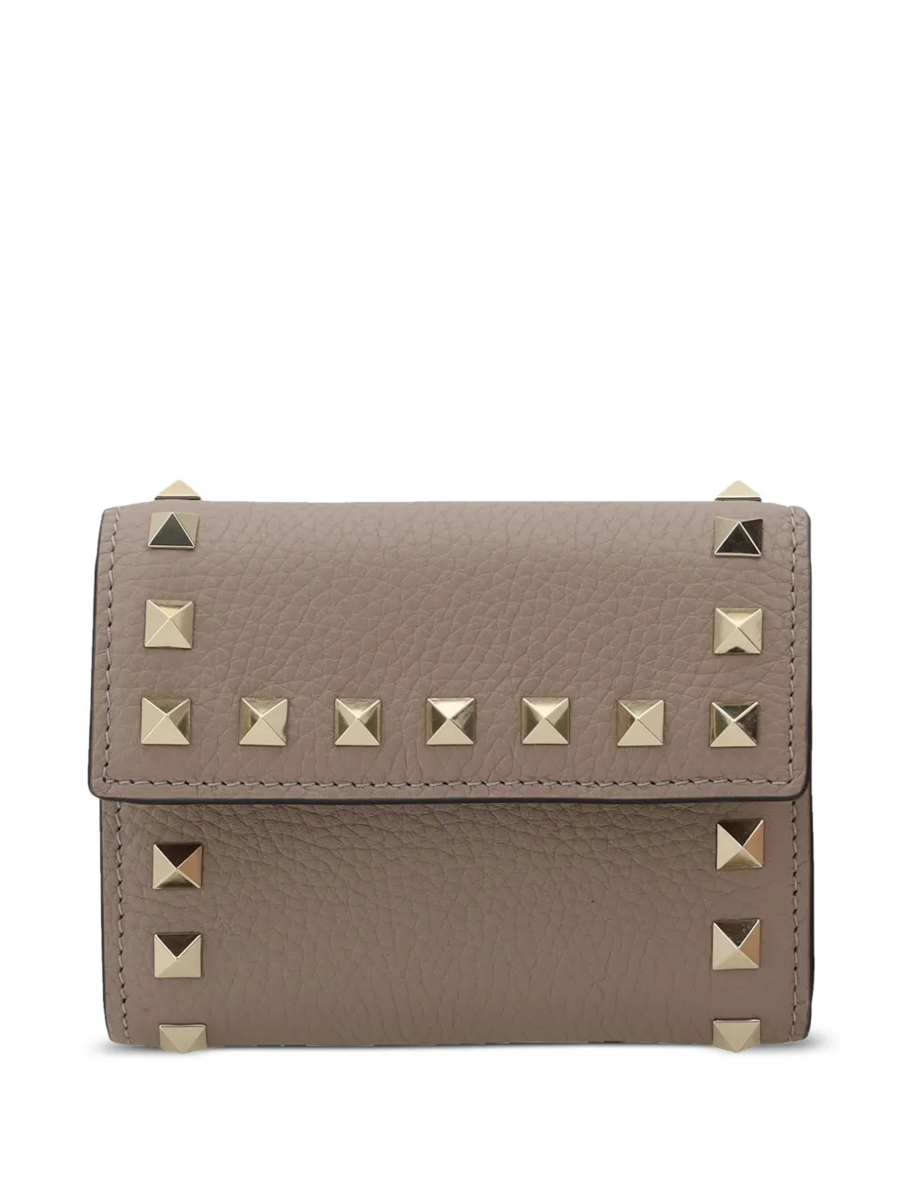 Valentino Garavani ロックスタッズ 三つ折り財布 - ブラウン Valentino Garavani ロックスタッズ 三つ折り財布 - ブラウン