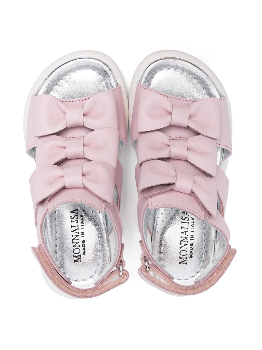 Monnalisa bow-detail patent leather sandals Pink