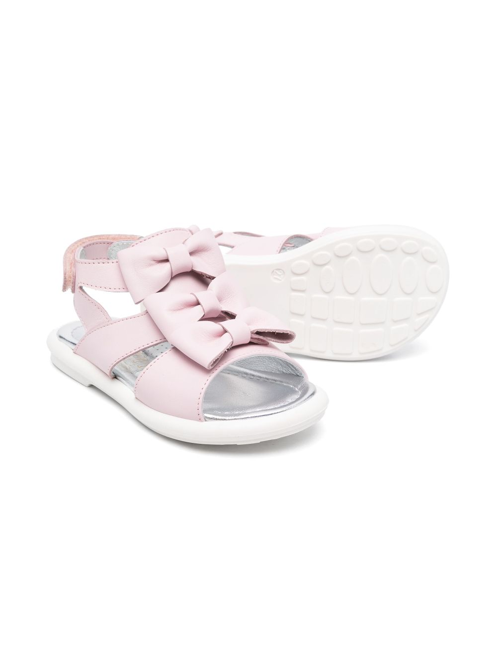 Monnalisa bow-detail patent leather sandals Pink