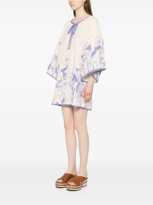 【Zimmermann】Maxine printed cotton-gauze kaftan Maxine Kaftan Midi Dress Cream/Black Poster Online | Zimmermann