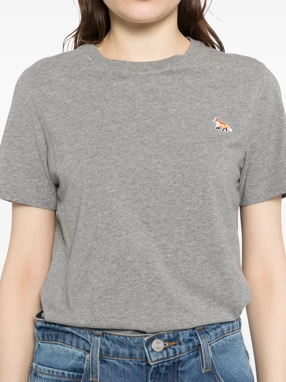 Shop Maison Kitsuné Baby Fox Patch Regular T-shirt In Grey