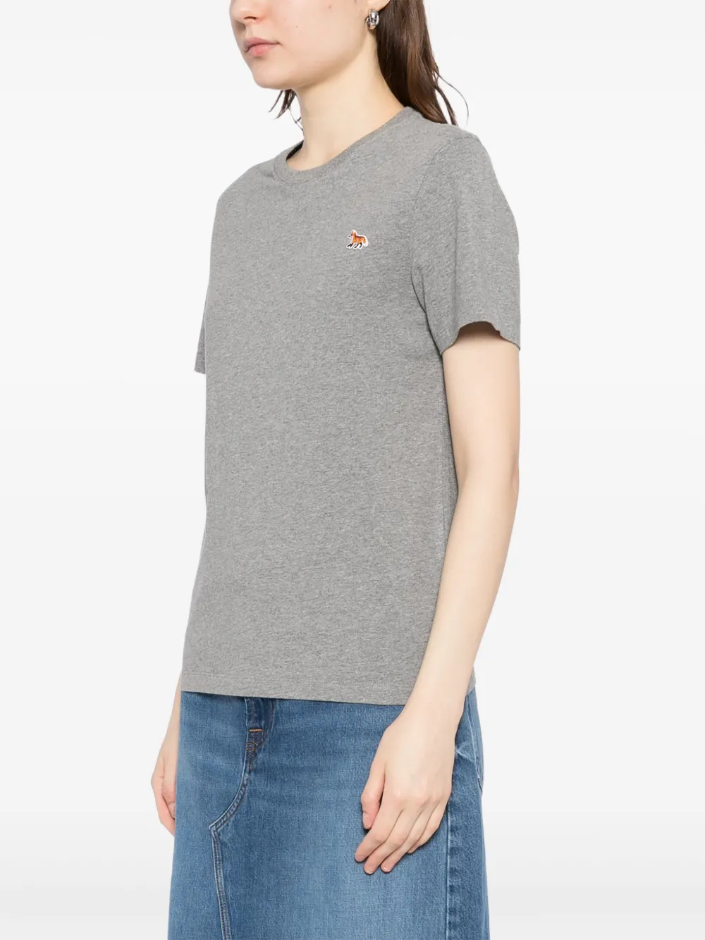 Shop Maison Kitsuné Baby Fox Patch Regular T-shirt In Grey
