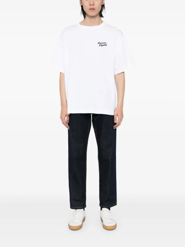 Maison Kitsuné Handwriting Embroidered T-shirt | White | FARFETCH RO