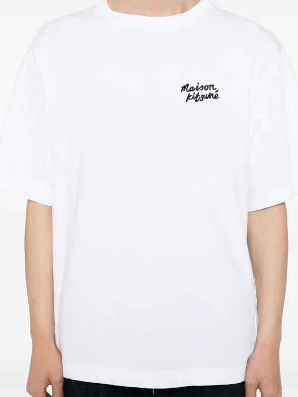 Maison Kitsuné Handwriting Embroidered T-shirt | White | FARFETCH RO
