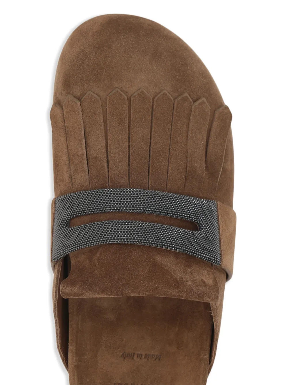 Brunello Cucinelli Monili-embellished loafer mules Brown