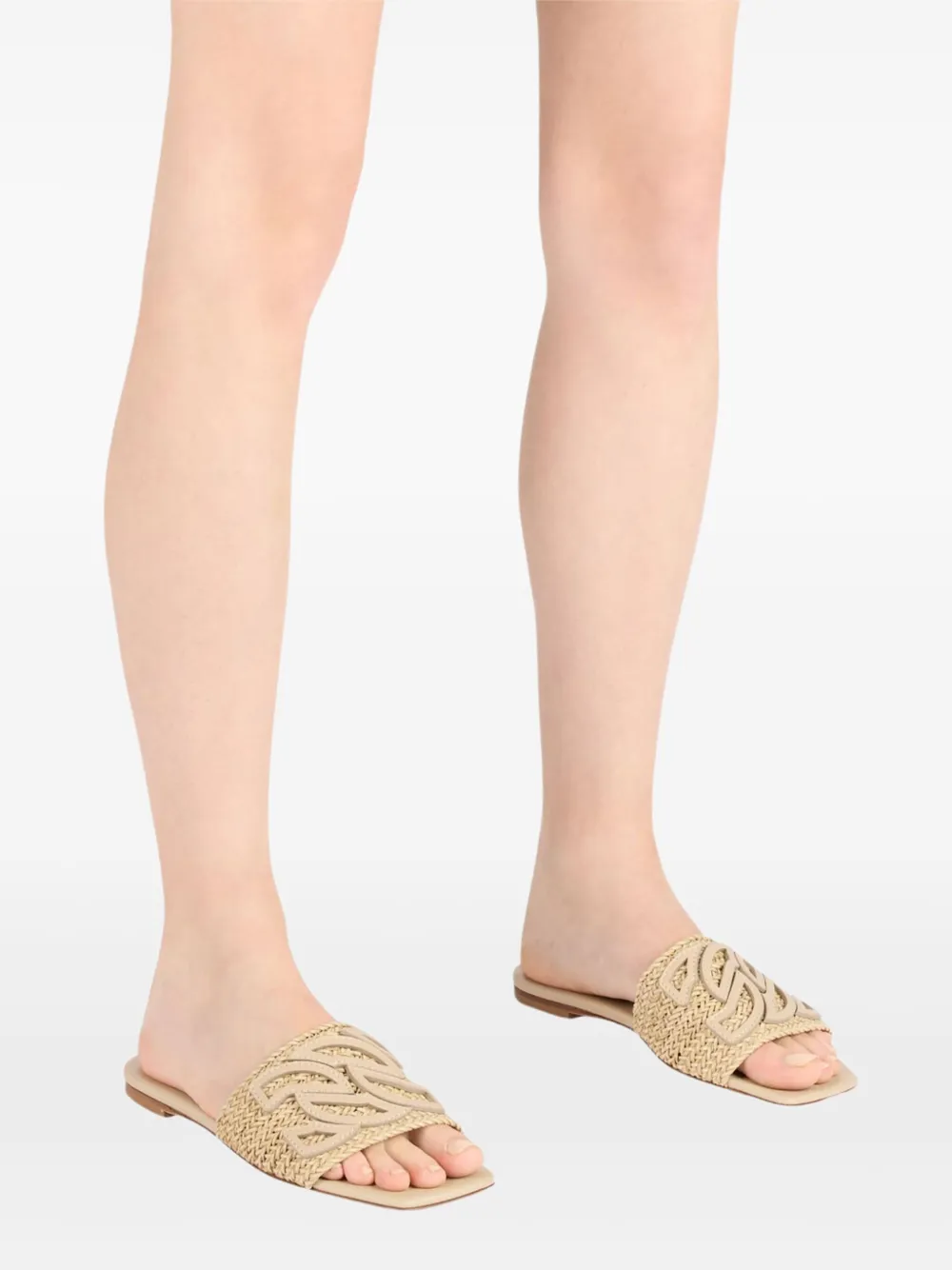 Casadei woven-strap flat sandals Neutrals