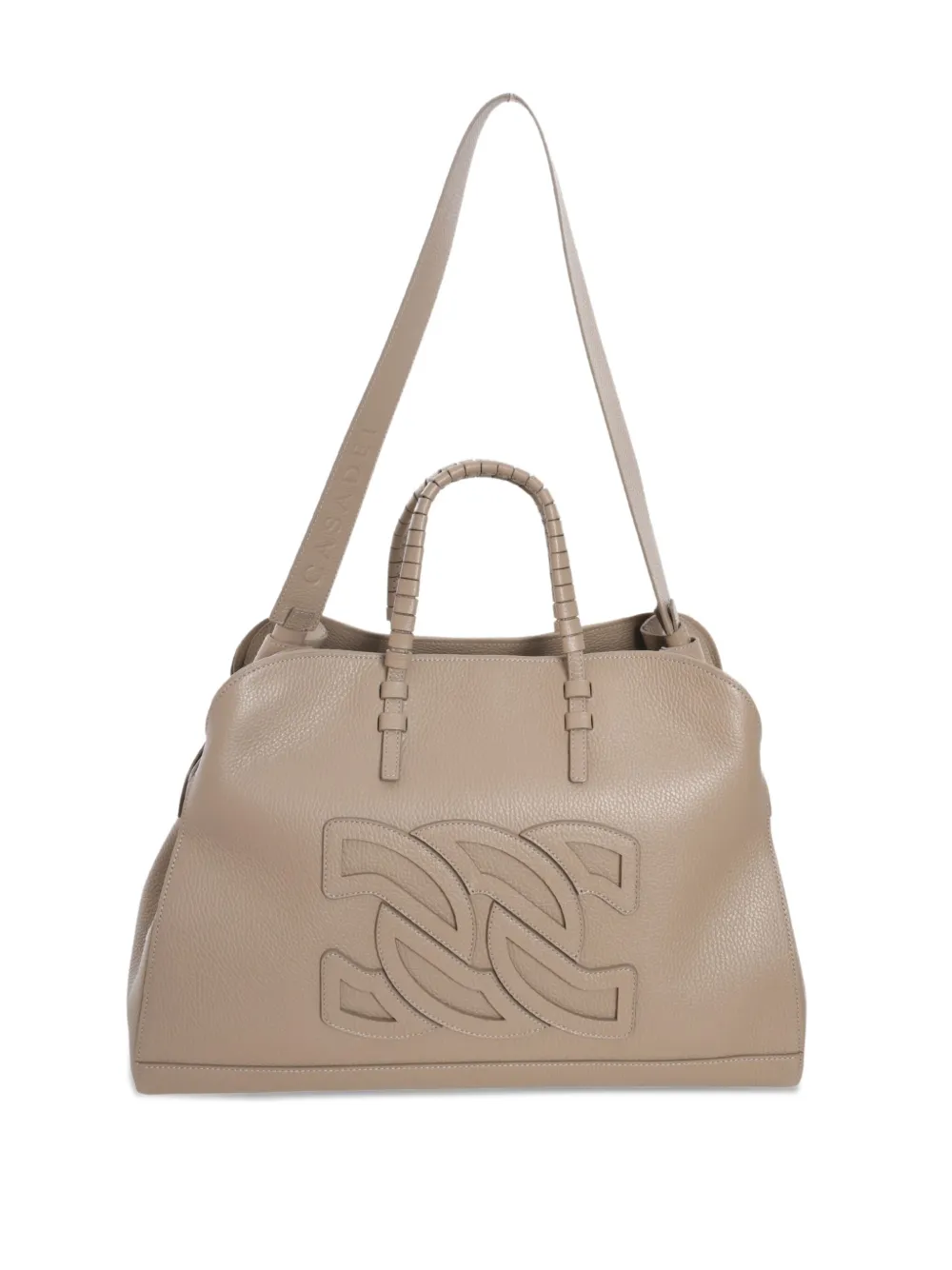 Casadei double C embossed leather tote bag Bruin