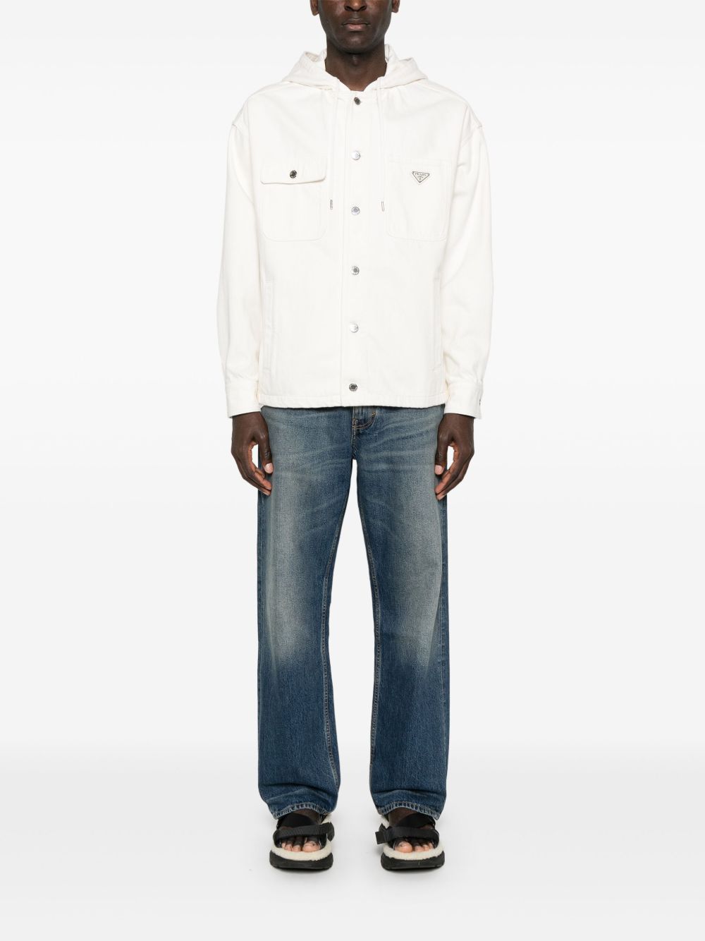 Prada Denim jack met capuchon - Wit