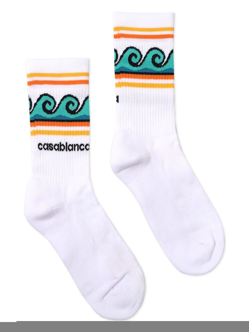 CASABLANCA KIDS logo-jacquard socks - White