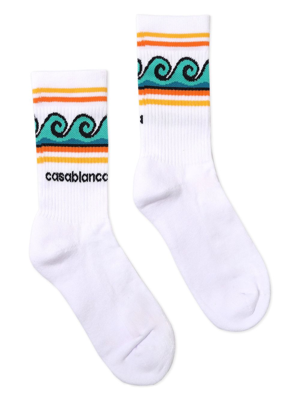 CASABLANCA KIDS logo-jacquard socks - White