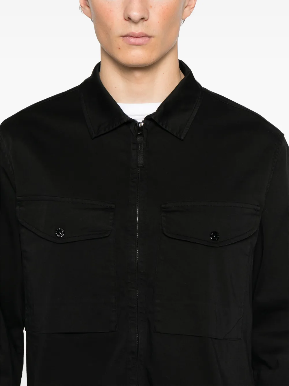 Stone Island Shirtjack met Compass-logopatch Zwart