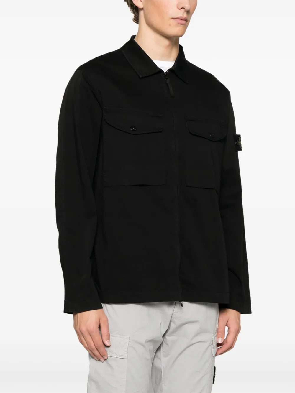 Stone Island Shirtjack met Compass-logopatch Zwart