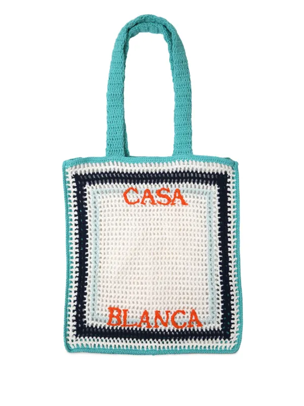 トートバッグ Crochet Shopper Bag - Casablanca - Cotton - Blue Casablanca Crochet Shopping Bag - Blue - Women | APS25BAG12101