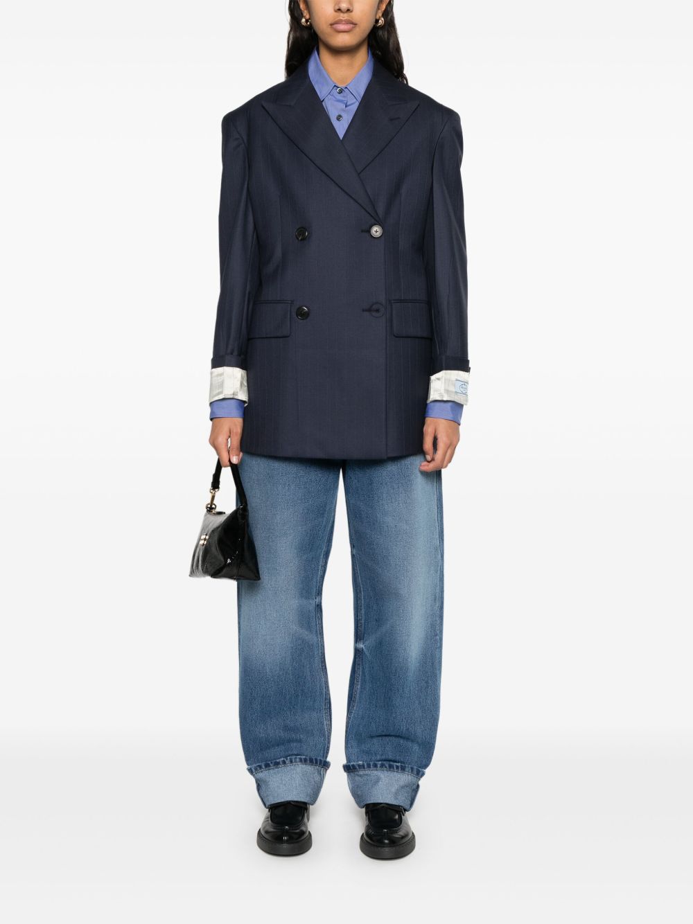 Prada Blazer met krijtstreep - Blauw