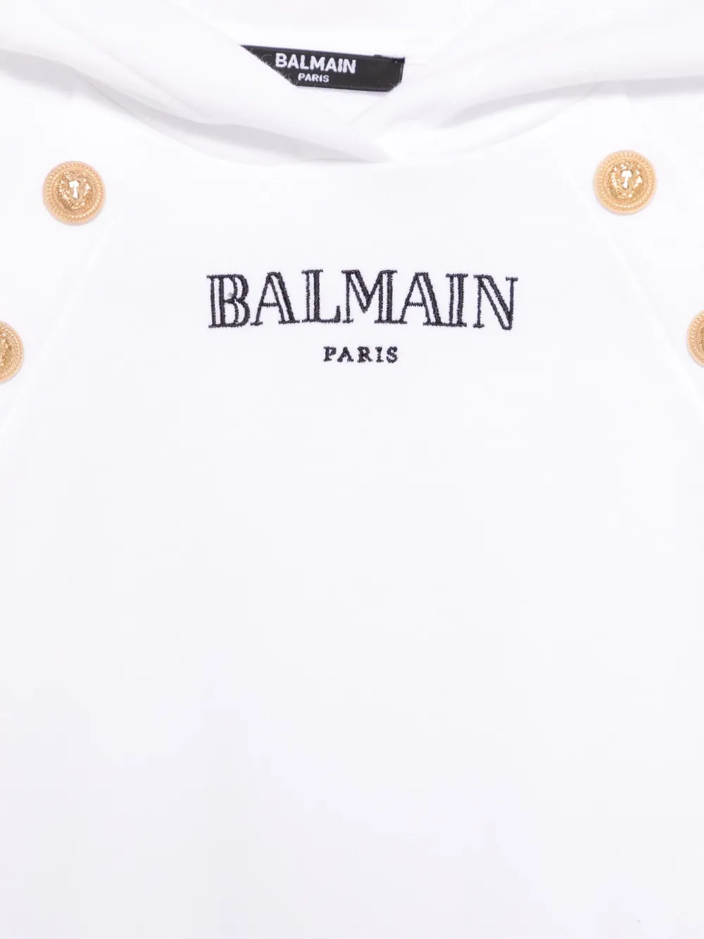 BALMAIN LOGO-EMBROIDERED HOODIE 