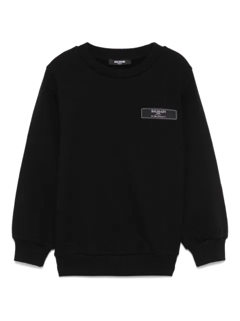 Balmain Kids 로고 패치 스웨트셔츠