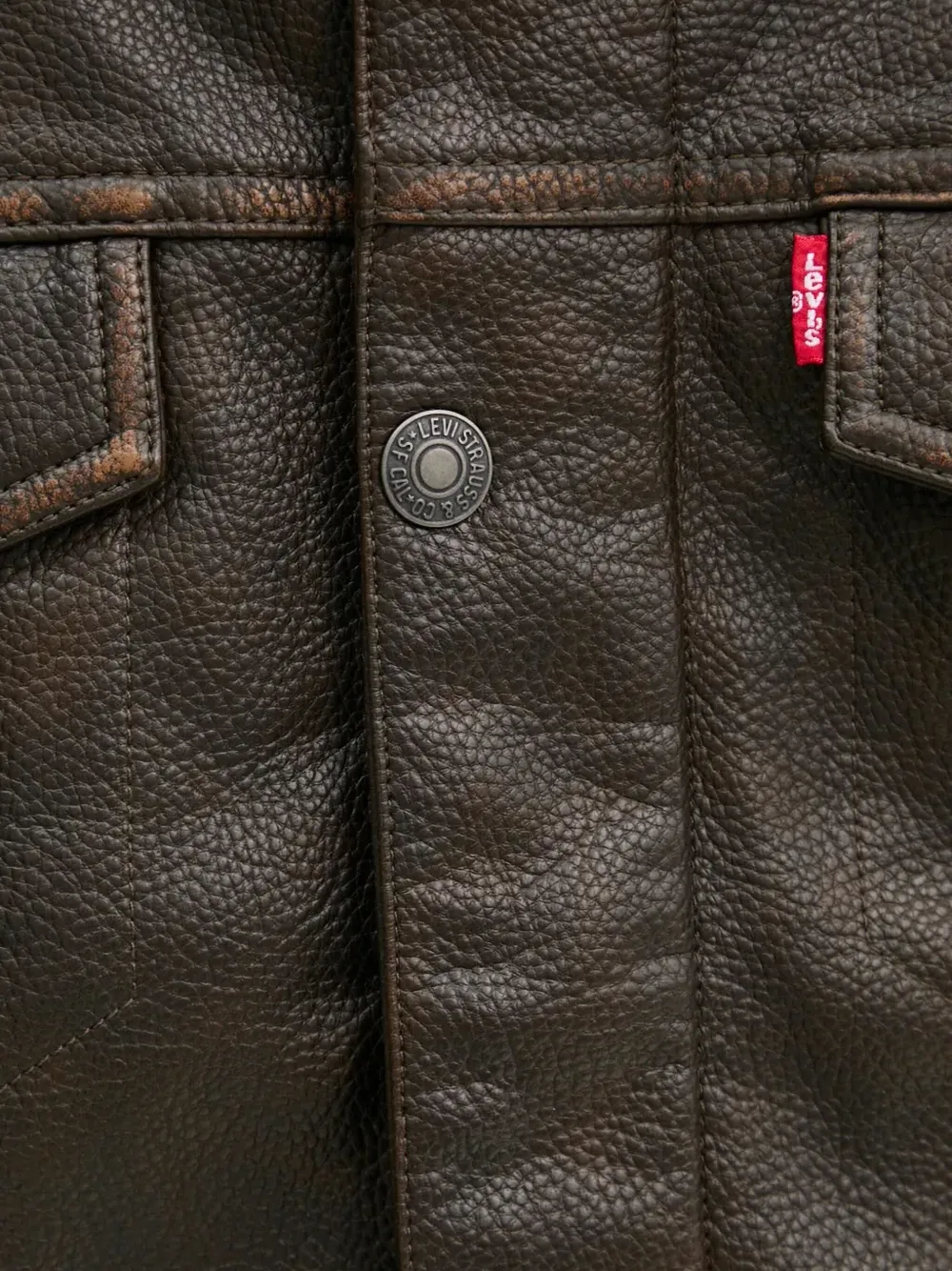 Levi's Logo-detail Leather Jacket In Green