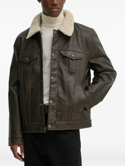 Levi's logo-detail leather jacket