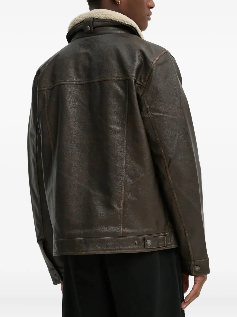 Levi's Logo-detail Leather Jacket In Green