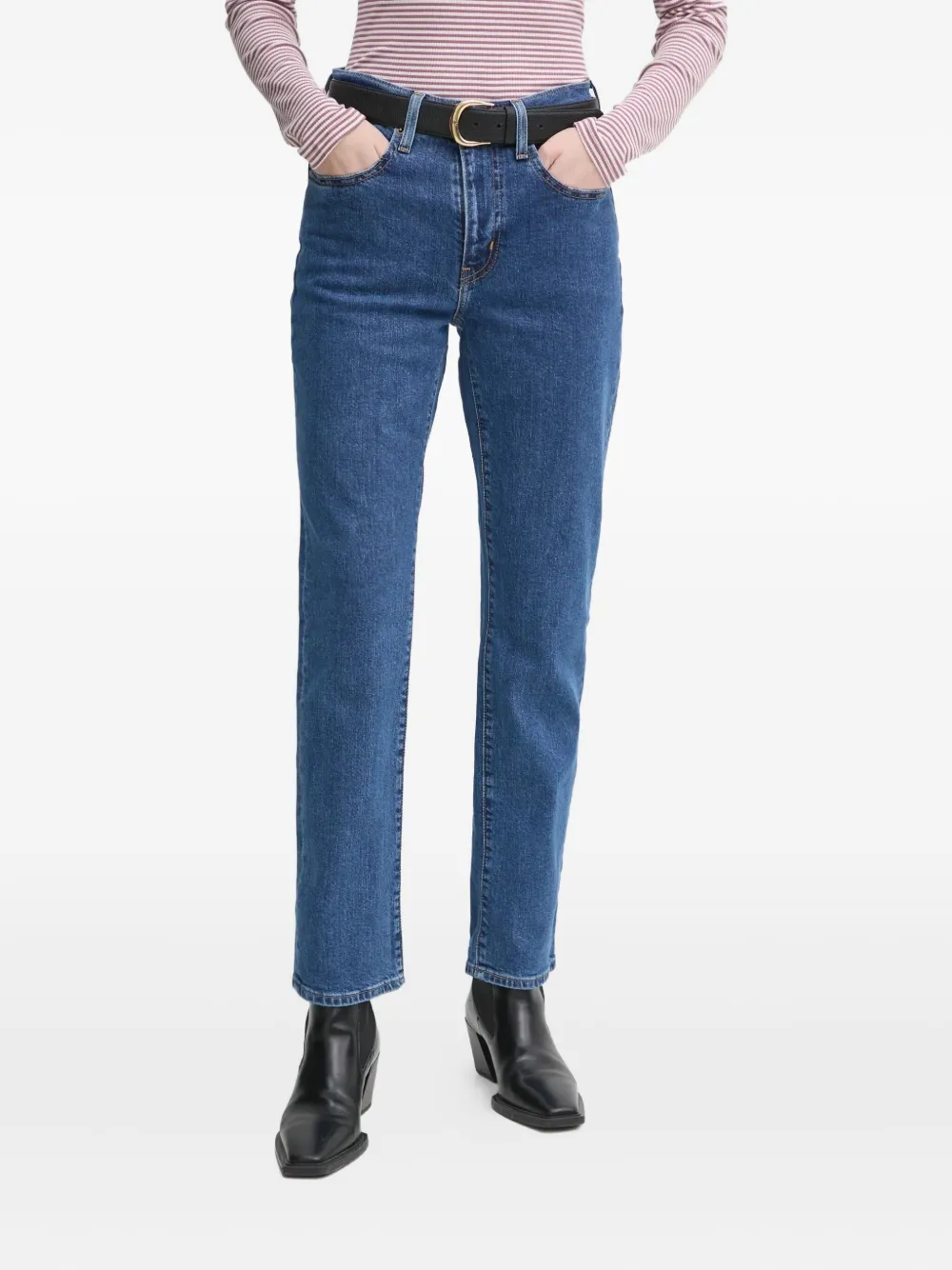 Levi's 724 Logo-patch Jeans In Blue