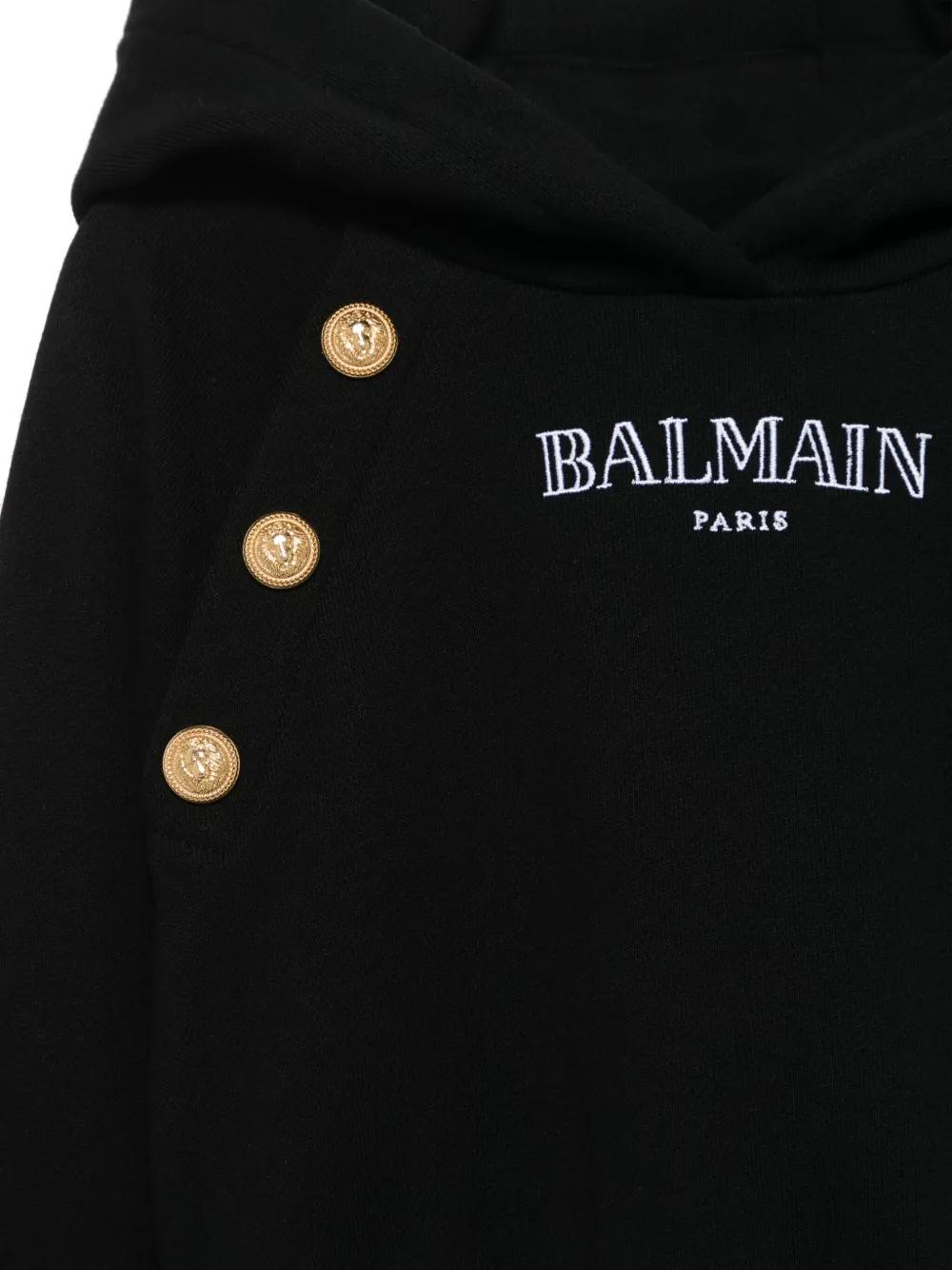 BALMAIN LOGO-EMBROIDERED HOODIE