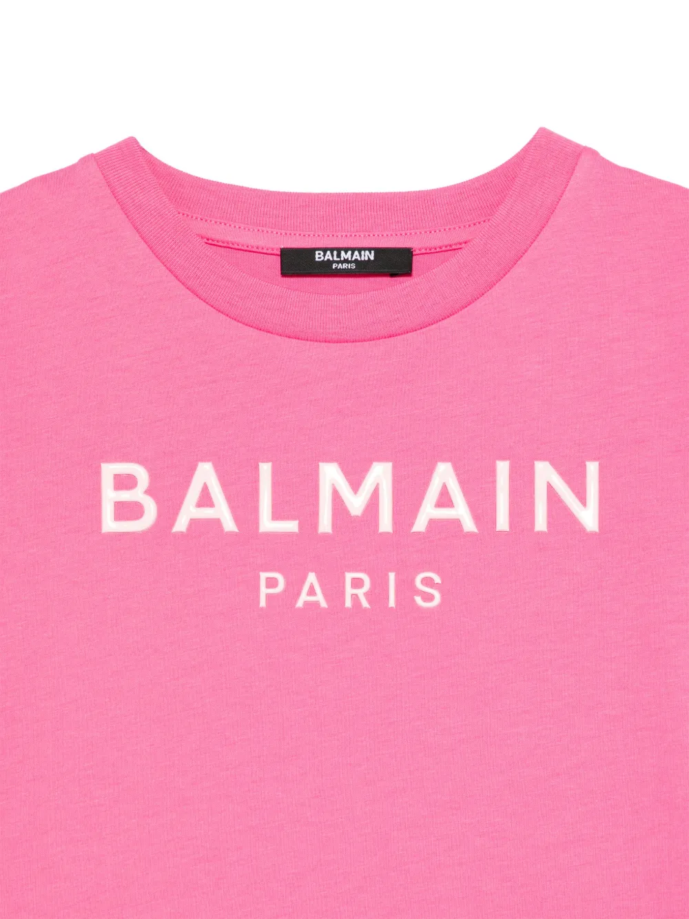 Shop Balmain Logo-raised T-shirt In Pink