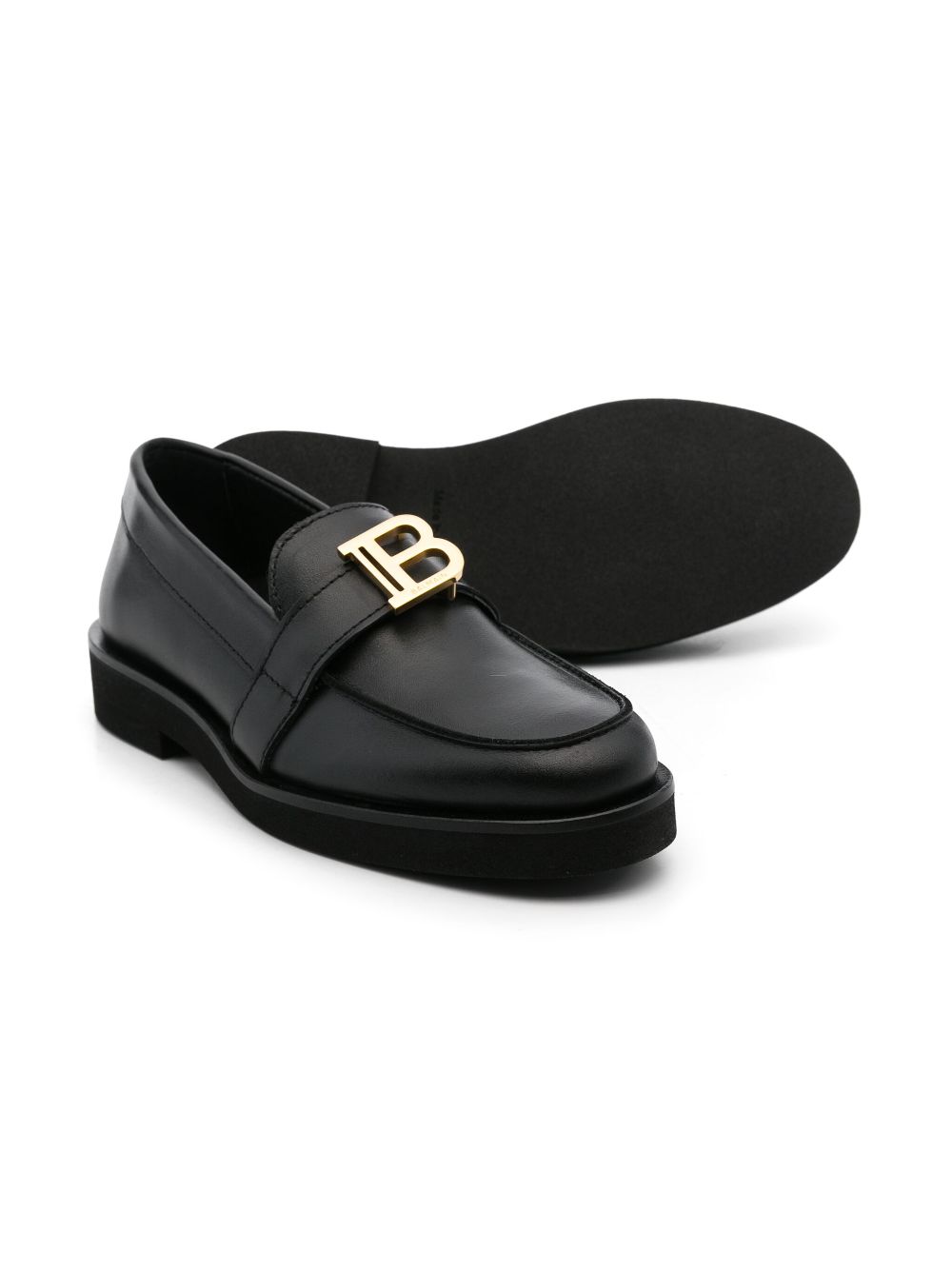 Balmain Kids Loafers met logogesp - Zwart