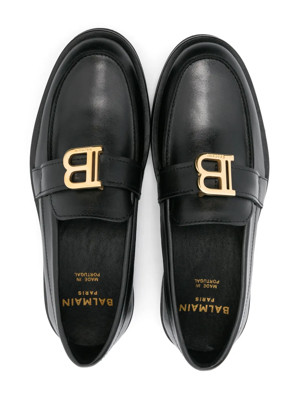 Balmain Kids logo-buckle loafers Black