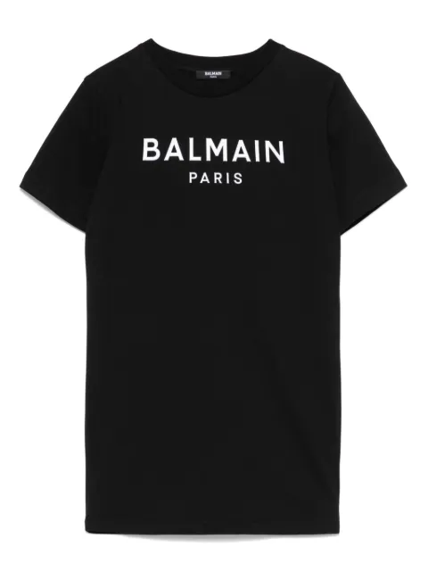 Balmain Kids فستان بأبليكة شعار الماركة