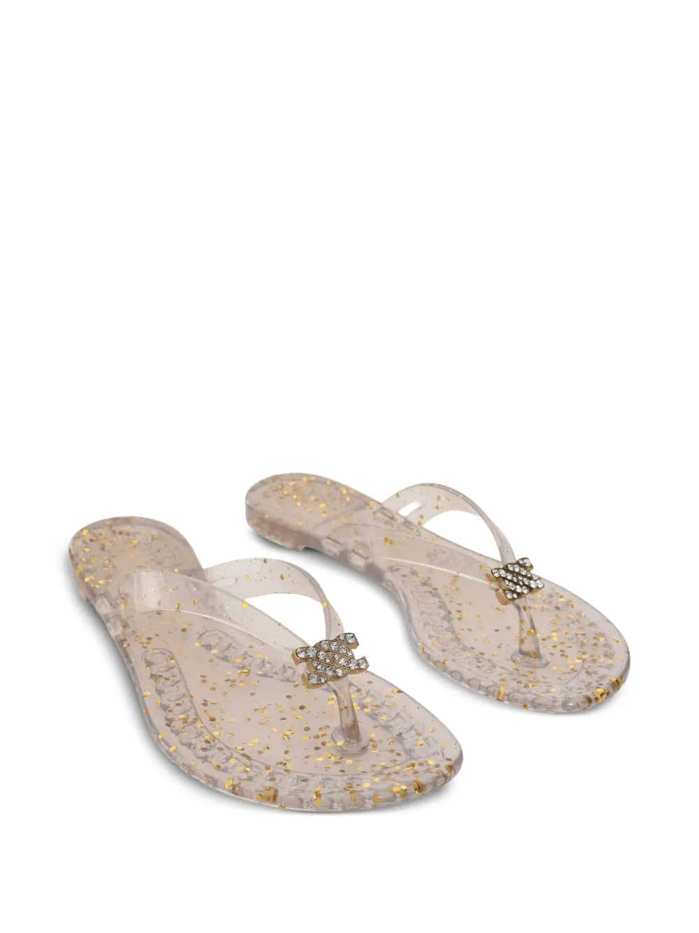 Casadei glitter-detail flip flops - Wit