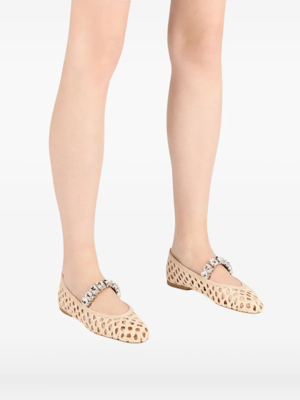Casadei Versilia Crystal-embellished Ballet Flats