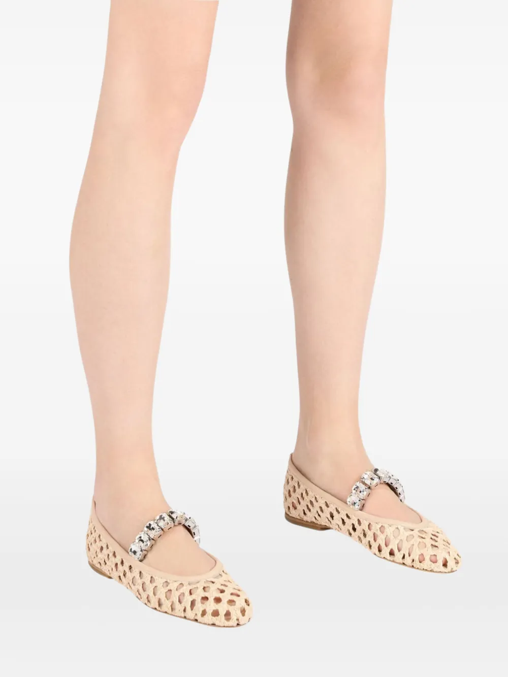 Casadei Versilia crystal-embellished ballet flats Pink