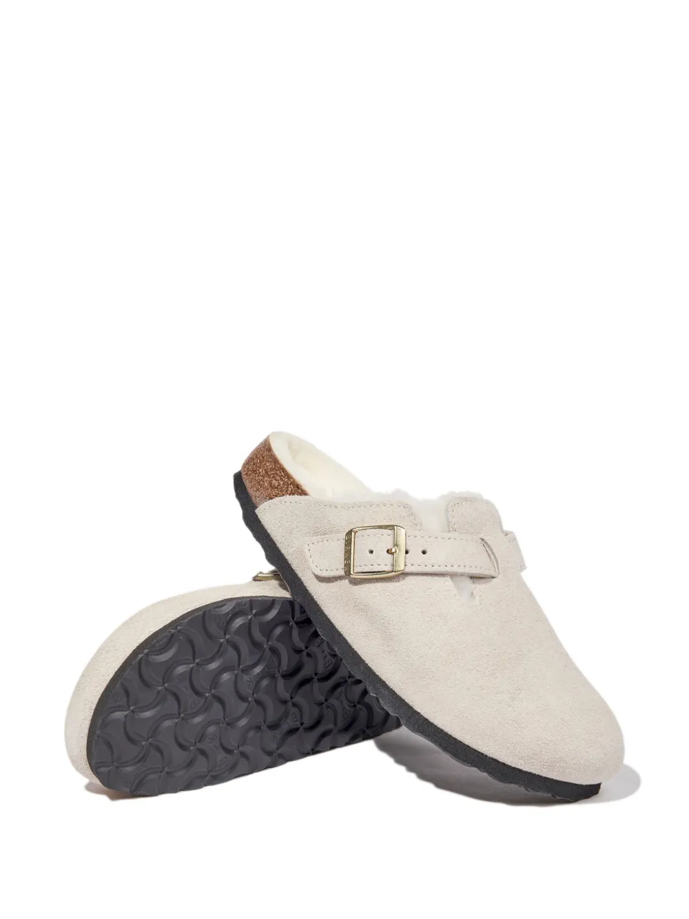 Birkenstock Boston Suede Slippers In Neutrals