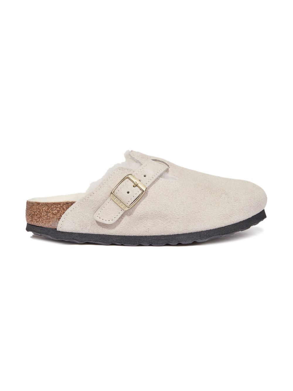 Birkenstock Kids Boston suede slippers Beige