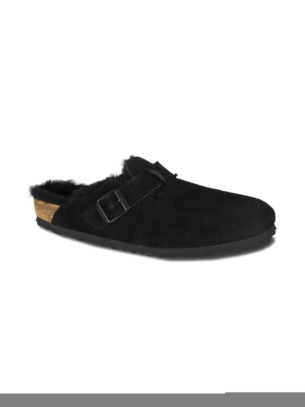 Birkenstock Boston Suede Slippers In Black