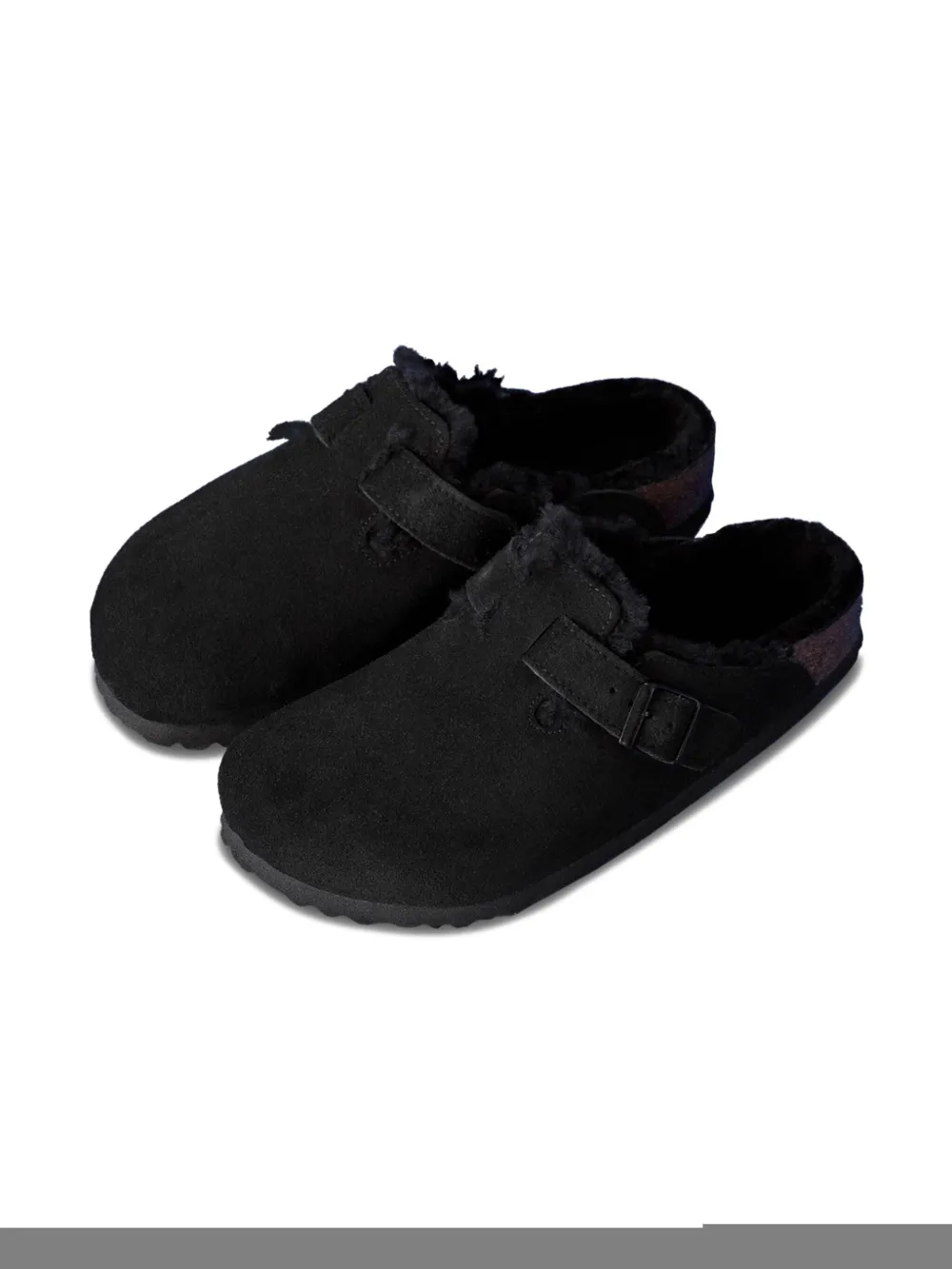 Birkenstock Boston Suede Slippers In Black