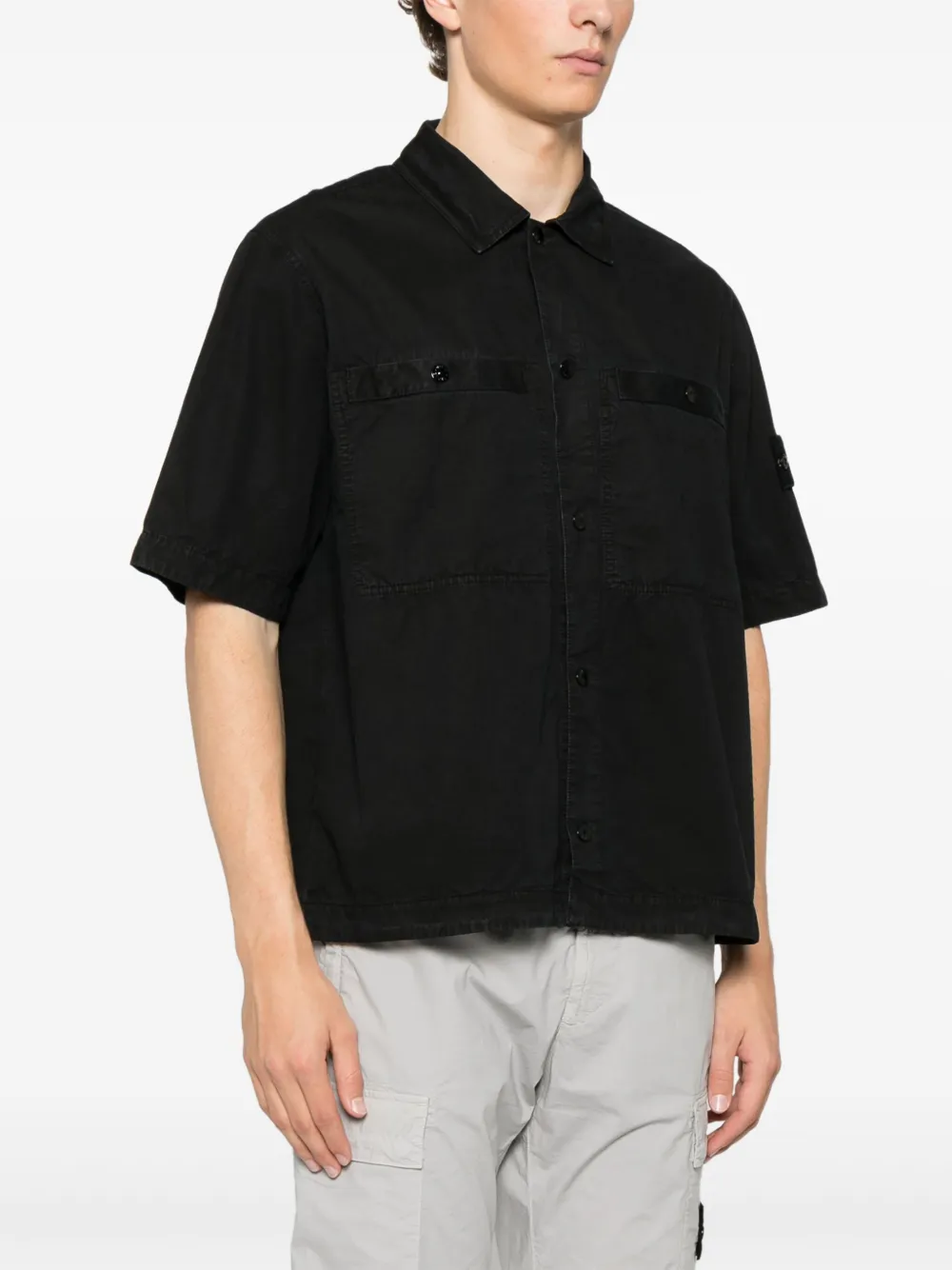 Stone Island Overhemd met Compass-logopatch Zwart