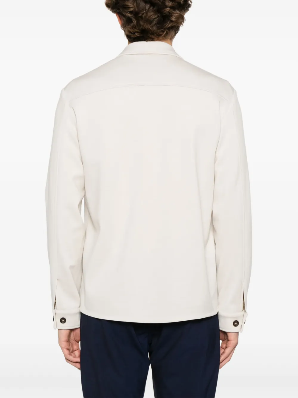 Eleventy Shirtjack met klassieke kraag Beige